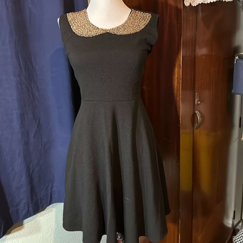 Stretchy Black Fit And Flare Sleeveless Dress